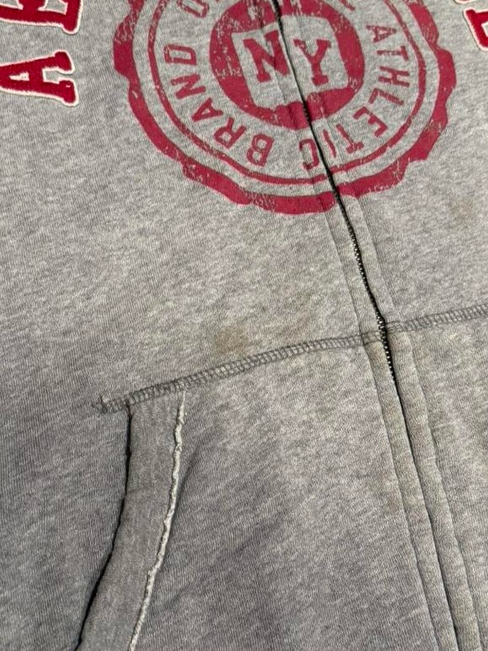 Y2K Aeropostale Logo Distressed Grey Zip Up Hoodie - Picture 4 of 6